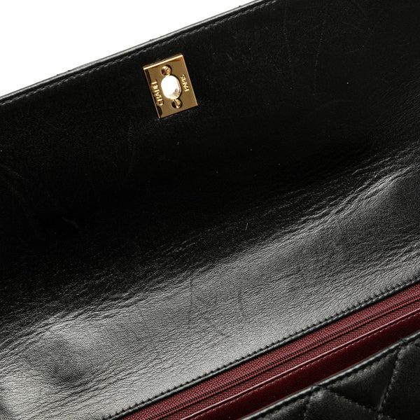 シャネル マトラッセ ココマーク トップハンドル フラップバッグ ブラック ラムスキン レディース CHANEL 【中古】