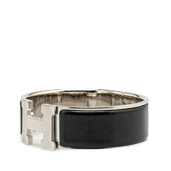 エルメス クリック クラックH GM ブレスレット バングル シルバー ブラック メタル レディース HERMES 【中古】
