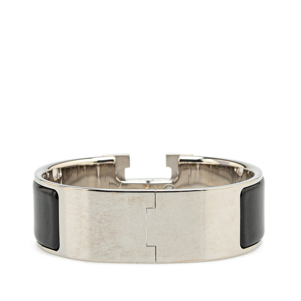 エルメス クリック クラックH GM ブレスレット バングル シルバー ブラック メタル レディース HERMES 【中古】
