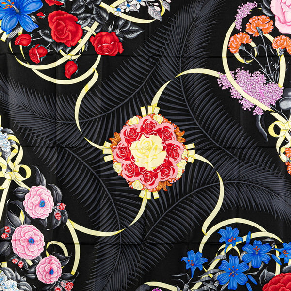 エルメス カレ90 Fleurs de L'Opera オペラの花 スカーフ ブラック マルチカラー シルク レディース HERMES 【中古】