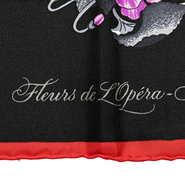 エルメス カレ90 Fleurs de L'Opera オペラの花 スカーフ ブラック マルチカラー シルク レディース HERMES 【中古】