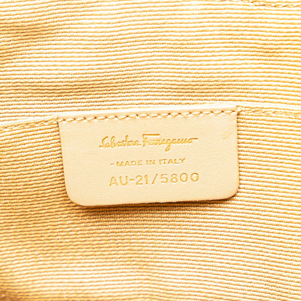 サルヴァトーレフェラガモ ガンチーニ 斜め掛け ショルダーバッグ AU-21/5800 パープル ベージュ ホワイト キャンバス レザー レディース Salvatore Ferragamo 【中古】