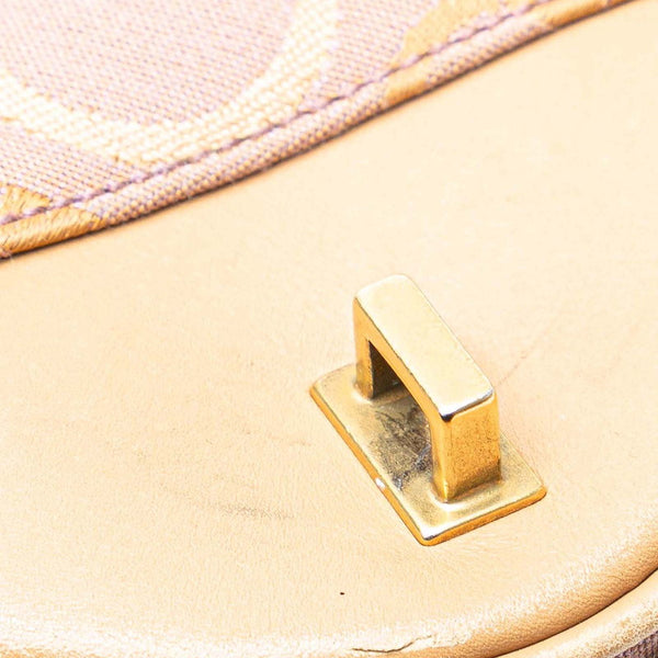 サルヴァトーレフェラガモ ガンチーニ 斜め掛け ショルダーバッグ AU-21/5800 パープル ベージュ ホワイト キャンバス レザー レディース Salvatore Ferragamo 【中古】