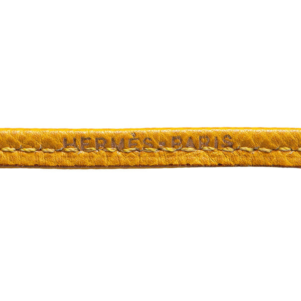 エルメス シフレ ホイッスル 犬笛 ネックレス ブラウン イエロー ウッド レザー レディース HERMES 【中古】