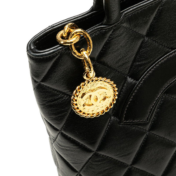 シャネル 復刻トート トートバッグ ブラック ゴールド金具 ラムスキン レディース CHANEL 【中古】