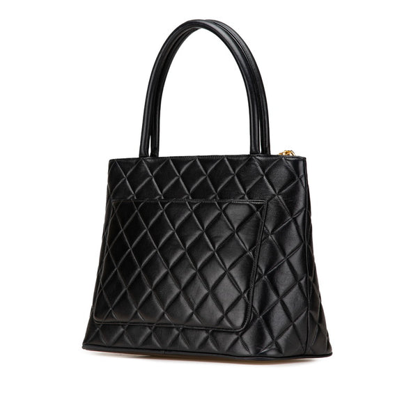 シャネル 復刻トート トートバッグ ブラック ゴールド金具 ラムスキン レディース CHANEL 【中古】