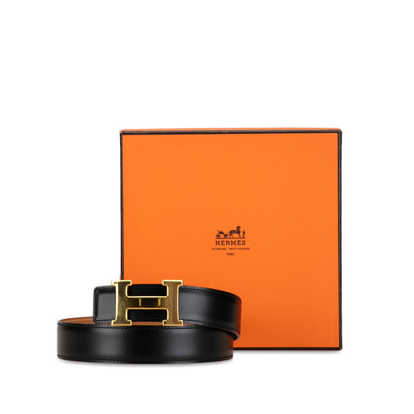 エルメス コンスタンス Hベルト ベルト サイズ：65 ブラック ブラウン レザー レディース HERMES 【中古】