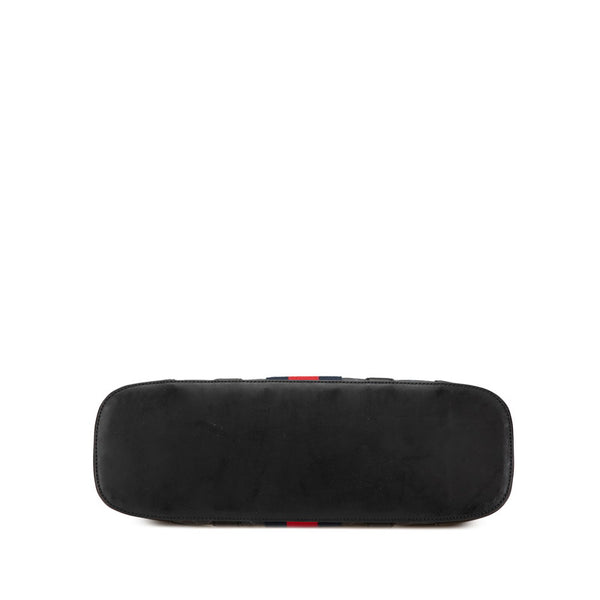 グッチ GGスプリーム シェリーライン トートバッグ ハンドバッグ 495560 ブラック PVC レザー レディース GUCCI 【中古】