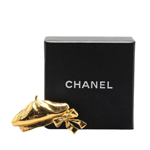 シャネル リボン ベレー帽 モチーフ ブローチ ゴールド メッキ レディース CHANEL 【中古】