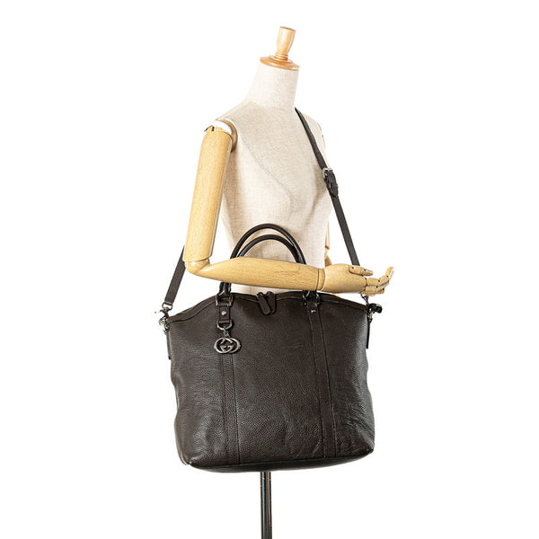 グッチ インターロッキングG ハンドバッグ ショルダーバッグ 2WAY 339551 ブラウン レザー レディース GUCCI 【中古】
