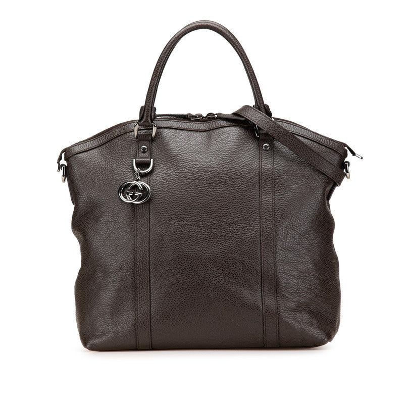 グッチ インターロッキングG ハンドバッグ ショルダーバッグ 2WAY 339551 ブラウン レザー レディース GUCCI 【中古】