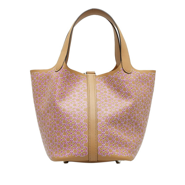 エルメス ピコタンロックPM ラッキーデイジー シルバー金具 ハンドバッグ チャイ ローズ スイフト レディース HERMES 【中古】