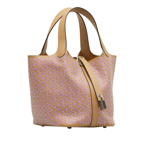 エルメス ピコタンロックPM ラッキーデイジー シルバー金具 ハンドバッグ チャイ ローズ スイフト レディース HERMES 【中古】