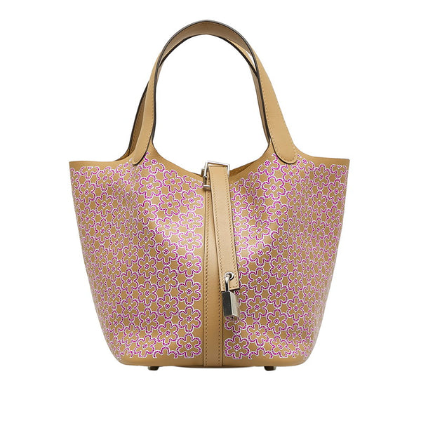 エルメス ピコタンロックPM ラッキーデイジー シルバー金具 ハンドバッグ チャイ ローズ スイフト レディース HERMES 【中古】