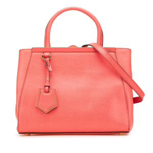 フェンディ プチトゥージュール  ハンドバック ショルダーバッグ 2WAY 8BH253 オレンジ ピンク レザー レディース FENDI 【中古】