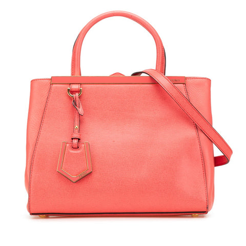 フェンディ プチトゥージュール  ハンドバック ショルダーバッグ 2WAY 8BH253 オレンジ ピンク レザー レディース FENDI 【中古】
