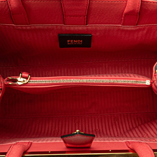 フェンディ プチトゥージュール  ハンドバック ショルダーバッグ 2WAY 8BH253 オレンジ ピンク レザー レディース FENDI 【中古】