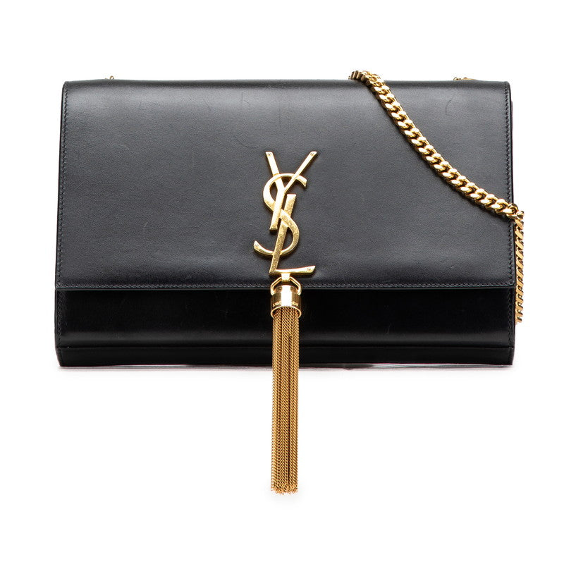 サンローラン ケイト ミディアム 斜め掛け チェーン ショルダーバッグ 354119 ブラック レザー レディース SAINT LAURENT 【中古】