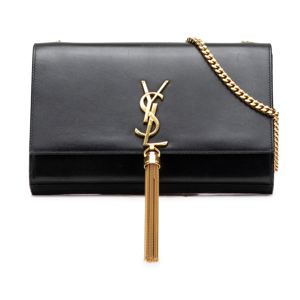 サンローラン ケイト ミディアム 斜め掛け チェーン ショルダーバッグ 354119 ブラック レザー レディース SAINT LAURENT 【中古】