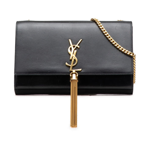 サンローラン ケイト ミディアム 斜め掛け チェーン ショルダーバッグ 354119 ブラック レザー レディース SAINT LAURENT 【中古】