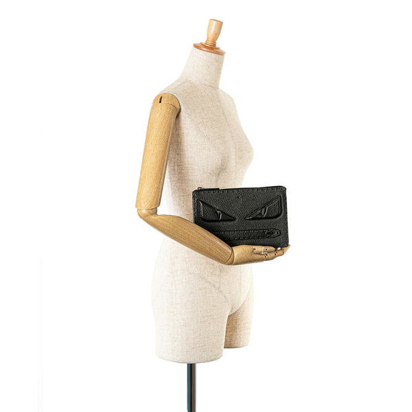 フェンディ バグズ モンスターアイ クラッチバッグ セカンドバック ブラック レザー メンズ FENDI 【中古】