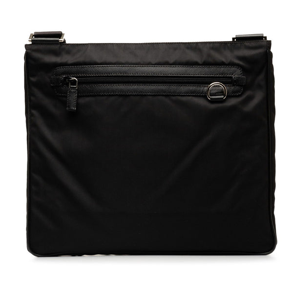 プラダ 三角ロゴプレート 斜め掛け ショルダーバッグ ブラック ナイロン レザー レディース PRADA 【中古】