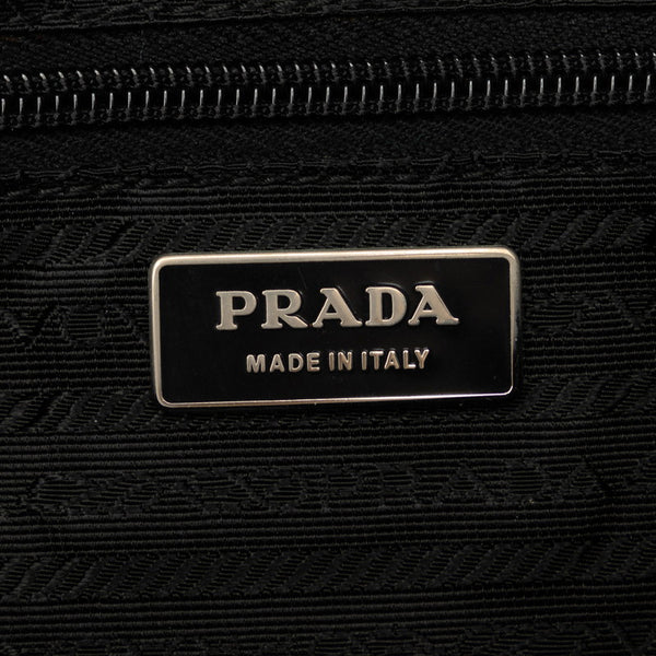 プラダ 三角ロゴプレート 斜め掛け ショルダーバッグ ブラック ナイロン レザー レディース PRADA 【中古】