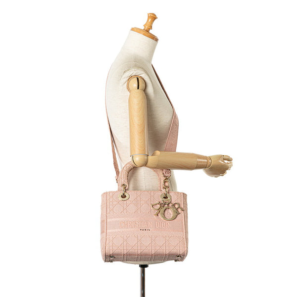 ディオール カナージュ レディディオール ミディアム ハンドバッグ トートバッグ 2WAY ピンク キャンバス レディース Dior 【中古】