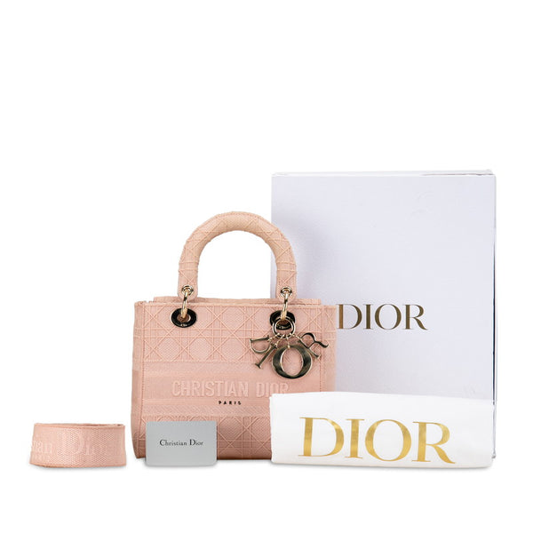 ディオール カナージュ レディディオール ミディアム ハンドバッグ トートバッグ 2WAY ピンク キャンバス レディース Dior 【中古】