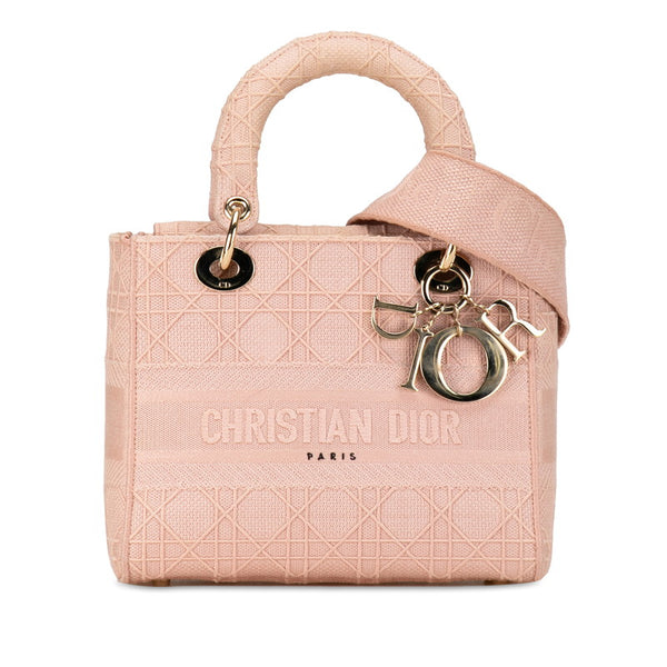 ディオール カナージュ レディディオール ミディアム ハンドバッグ トートバッグ 2WAY ピンク キャンバス レディース Dior 【中古】