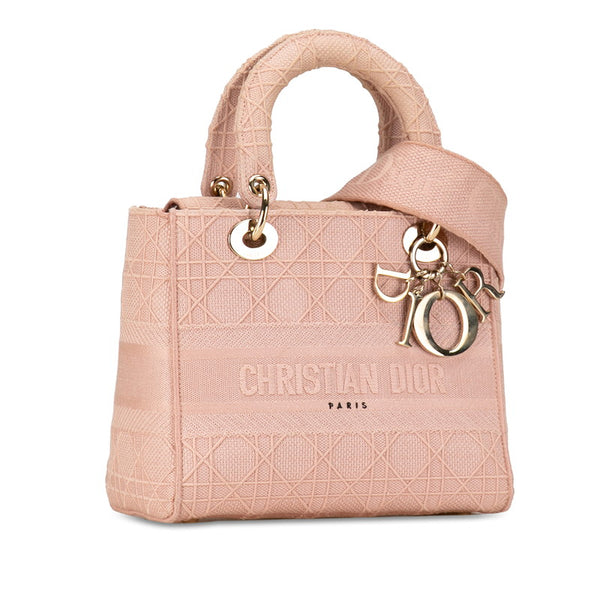 ディオール カナージュ レディディオール ミディアム ハンドバッグ トートバッグ 2WAY ピンク キャンバス レディース Dior 【中古】