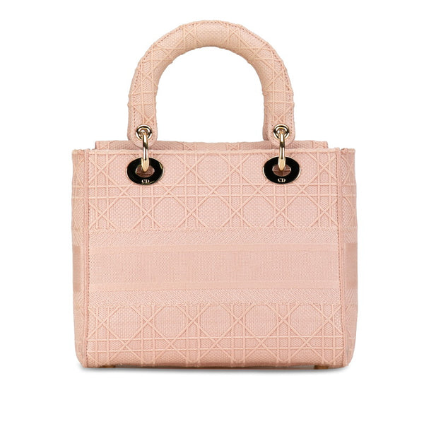 ディオール カナージュ レディディオール ミディアム ハンドバッグ トートバッグ 2WAY ピンク キャンバス レディース Dior 【中古】