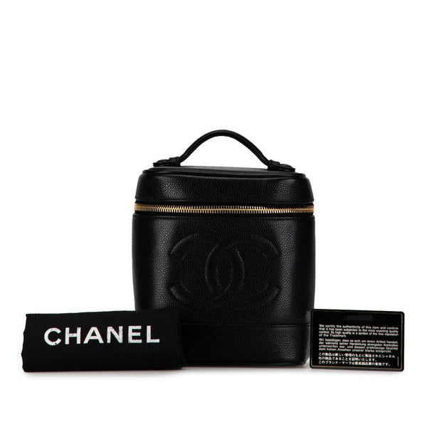 シャネル デカココマーク ハンドバッグ バニティバッグ ブラック キャビアスキン レディース CHANEL 【中古】