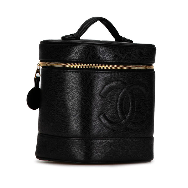 シャネル デカココマーク ハンドバッグ バニティバッグ ブラック キャビアスキン レディース CHANEL 【中古】