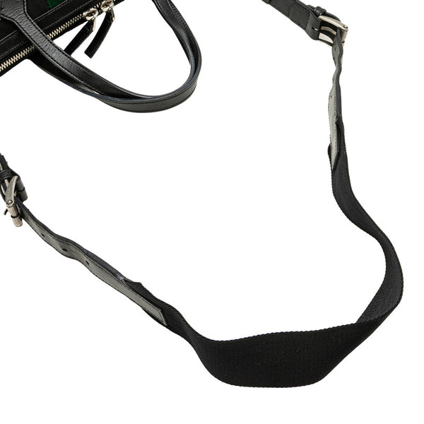 グッチ シェリーライン ショルダーバッグ トートバッグ 2WAY 630923 ブラック キャンバス レザー レディース GUCCI 【中古】