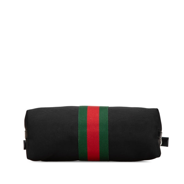 グッチ シェリーライン ショルダーバッグ トートバッグ 2WAY 630923 ブラック キャンバス レザー レディース GUCCI 【中古】