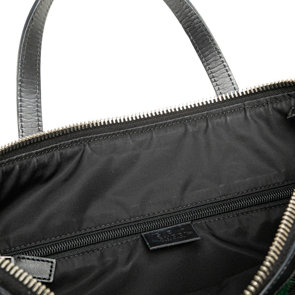 グッチ シェリーライン ショルダーバッグ トートバッグ 2WAY 630923 ブラック キャンバス レザー レディース GUCCI 【中古】