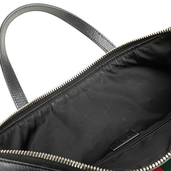 グッチ シェリーライン ショルダーバッグ トートバッグ 2WAY 630923 ブラック キャンバス レザー レディース GUCCI 【中古】