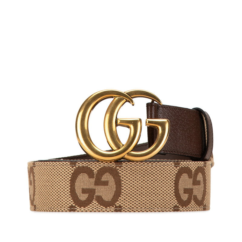 グッチ ジャンボGGキャンバス ベルト 85.34 400593 ブラウン キャンバス レザー メンズ GUCCI 【中古】