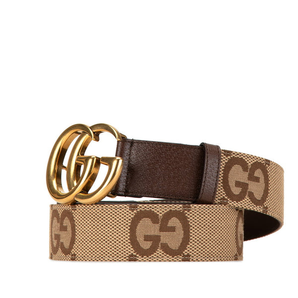 グッチ ジャンボGGキャンバス ベルト 85.34 400593 ブラウン キャンバス レザー メンズ GUCCI 【中古】