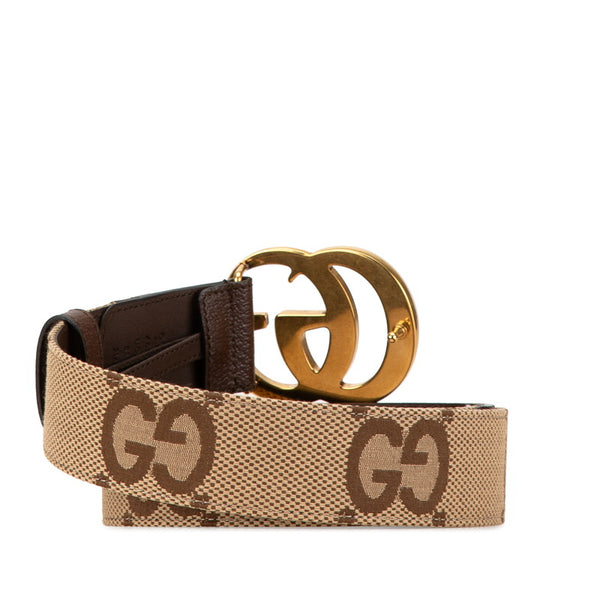 グッチ ジャンボGGキャンバス ベルト 85.34 400593 ブラウン キャンバス レザー メンズ GUCCI 【中古】