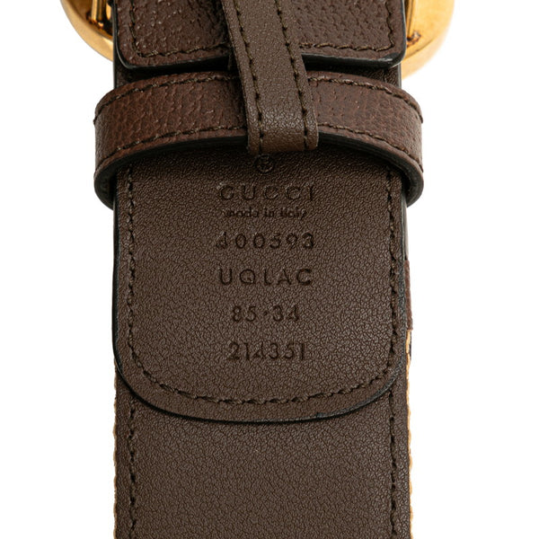グッチ ジャンボGGキャンバス ベルト 85.34 400593 ブラウン キャンバス レザー メンズ GUCCI 【中古】