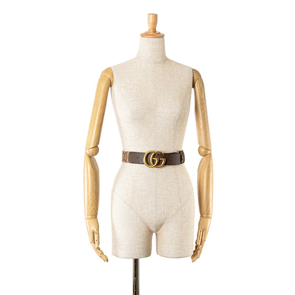 グッチ ジャンボGGキャンバス ベルト 85.34 400593 ブラウン キャンバス レザー メンズ GUCCI 【中古】