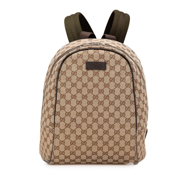グッチ GGキャンバス リュック バックパック 449906 ベージュ ブラウン キャンバス レザー レディース GUCCI 【中古】