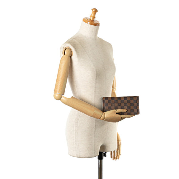 ルイ ヴィトン ダミエ ポルトフォイユ サラ 長財布 ロングウォレット N61734 ブラウン PVC レザー レディース LOUIS VUITTON 【中古】