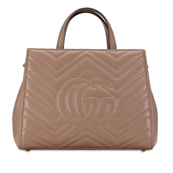 グッチ GGマーモント キルティング ショルダーバッグ 448054 ピンク ベージュ レザー レディース GUCCI 【中古】