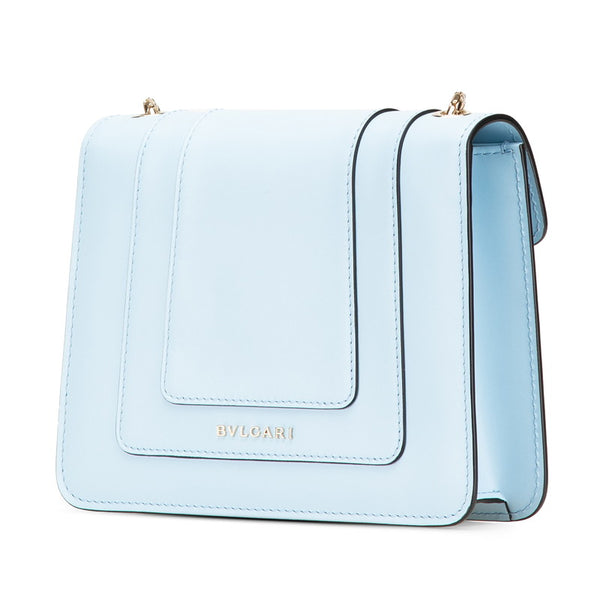 ブルガリ セルペンティ フォーエバー チェーン ショルダーバッグ ライトブルー レザー レディース BVLGARI 【中古】