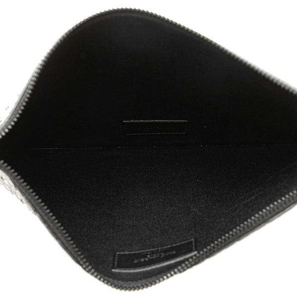 サンローラン YSLロゴ型押し クラッチバッグ ブラック レザー レディース SAINT LAURENT 【中古】