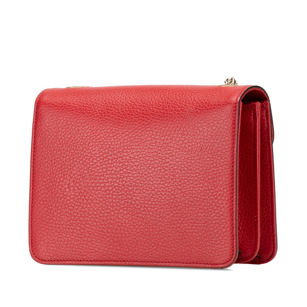 グッチ インターロッキングG チェーン ショルダーバッグ 510304 レッド レザー レディース GUCCI 【中古】