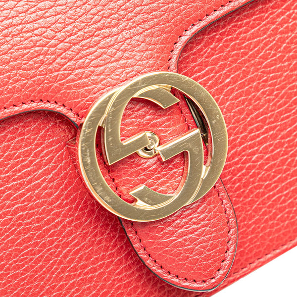 グッチ インターロッキングG チェーン ショルダーバッグ 510304 レッド レザー レディース GUCCI 【中古】